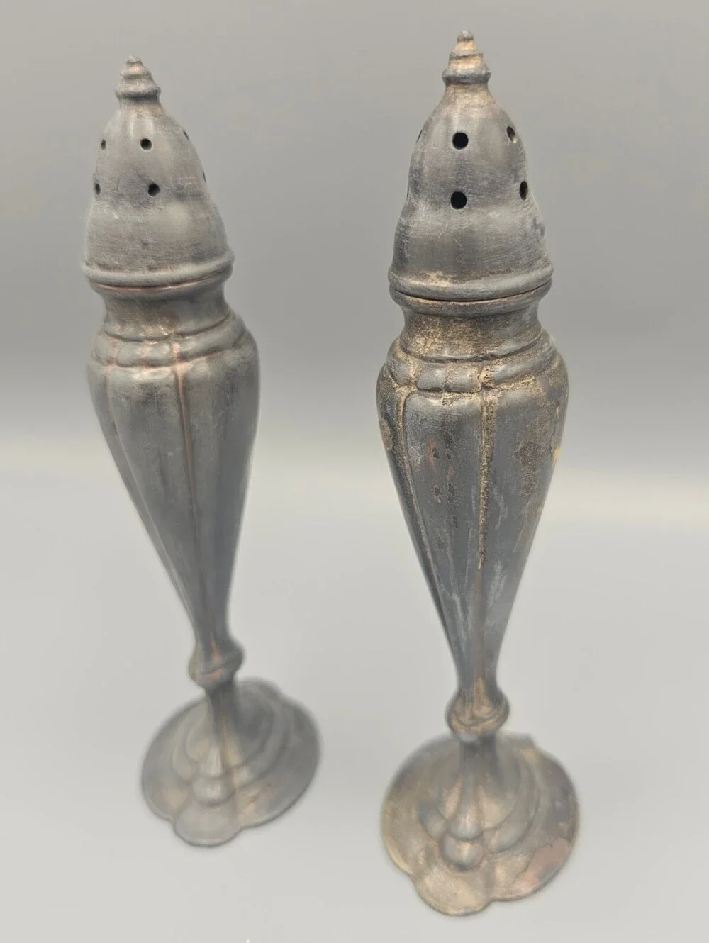 Vintage La France Silver Tone Salt and Pepper Shakers Made in USA